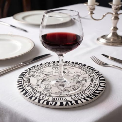 Modern Zebra & Lily Floral Drink Coasters - Non-Slip, Heat Resistant, Tabletop Protector