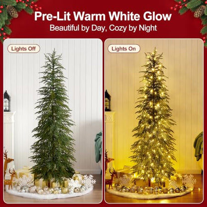 VeriNaTural 6ft Slim Prelit Christmas Tree with Warm White LED Lights