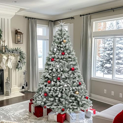 6ft Snow Flocked Artificial Christmas Tree with 880 Branch Tips - White Variation