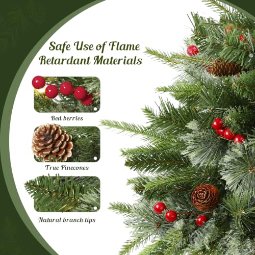 18Inch Artificial Christmas Urn Filler with Pre-Lit Tree and Decorations - Outdoor Holiday Decor