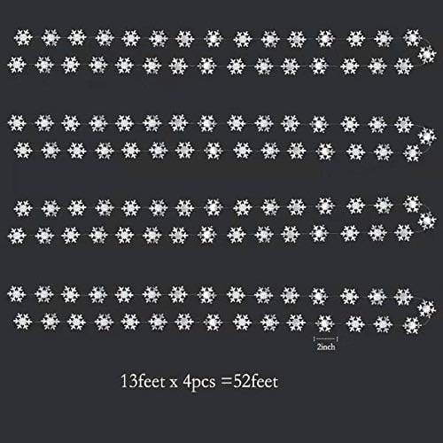 Cheerland Winter Wonderland Silver Snowflakes Garland - Festive Hanging Decorations for Holidays & Events