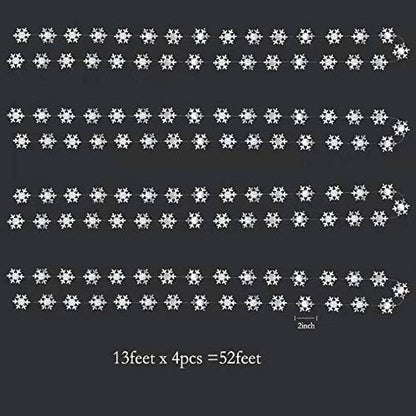 Cheerland Winter Wonderland Silver Snowflakes Garland - Festive Hanging Decorations for Holidays & Events