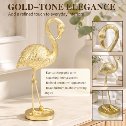 Gold Flamingo Resin Bird Figurine Sculpture - Home Decor Gift