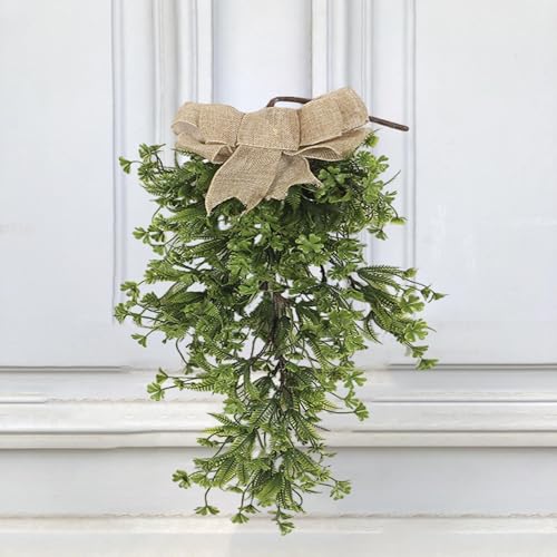 Artificial Four Leaf Clover Teardrop Swag Wreath for Door & Wall Decor