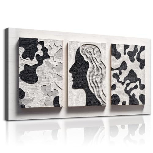 Large Black and White Abstract Canvas Wall Art 30x60 Inches - Modern Bedroom Decor Variation of THIS listing