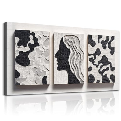Large Black and White Abstract Canvas Wall Art 30x60 Inches - Modern Bedroom Decor Variation of THIS listing