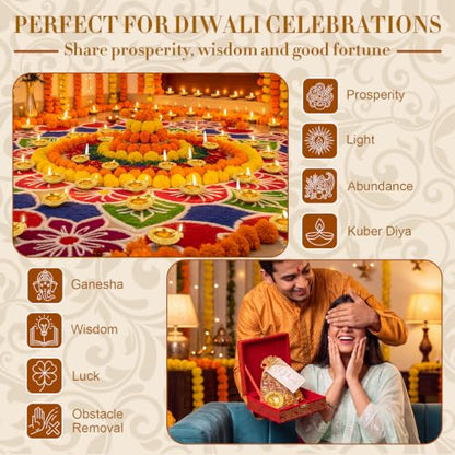 Diwali Return Gift Set with Kuber Diya and Ganesha - Flower Variation
