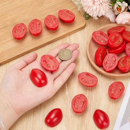 Artificial Half Oval Cherry Tomato Models 38~38.5mm 20Pcs Food Props for Decoration