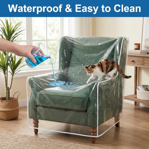 2 Pcs Clear Plastic Recliner Cover - 6 Mil Thick Armchair Protector, Variation 2