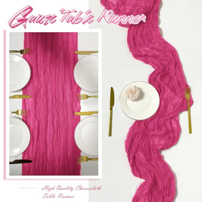 30 Pack Hot Pink Cheesecloth Table Runner 17 x 108 Inches Rustic Wedding Decor