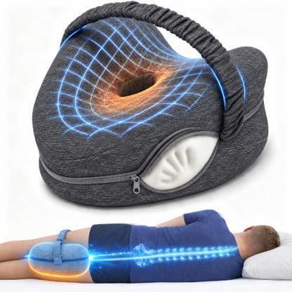 Knee Pillow for Side Sleepers with Strap - Memory Foam Support for Sciatica & Post-Surgery