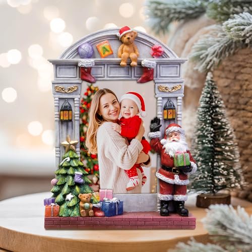 Light Up Christmas Picture Frame 4x6 Resin Santa & Tree Holiday Decor