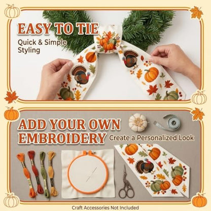 Fall Thanksgiving Wreath Sash - Seasonal Front Door Decor, 1 Piece