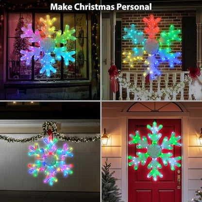 36 Inch Outdoor Smart Snowflake Christmas Lights App Control IP44 Waterproof