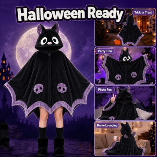 Wearable Bat Blanket Hoodie for Women Cute Bat Cape Halloween Costume