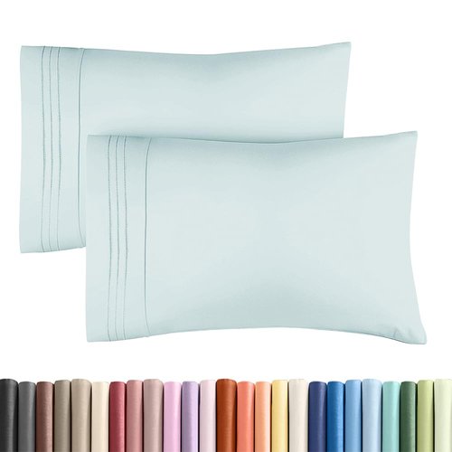Standard Pillow Cases Set of 2 - Ultra-Soft Hotel Quality Pillowcase Covers - Comfy & Wrinkle Free - Stain and Fade Resistant - Machine Washable Pillow Protectors - 2 Piece Set - Standard Sky Blue
