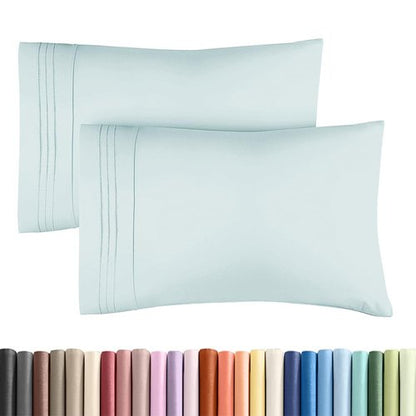 Standard Pillow Cases Set of 2 - Ultra-Soft Hotel Quality Pillowcase Covers - Comfy & Wrinkle Free - Stain and Fade Resistant - Machine Washable Pillow Protectors - 2 Piece Set - Standard Sky Blue
