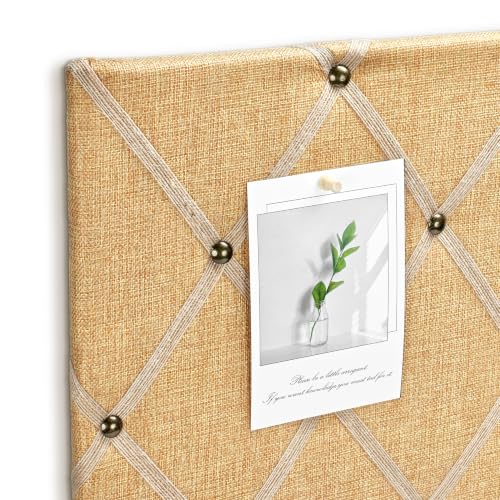 Natural Jute Memo Board with Criss-Cross Ribbon Grid Wall Decor