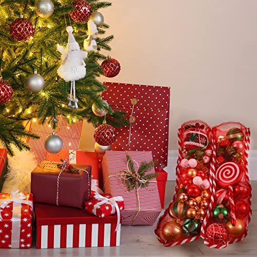 Christmas Mesh Stockings Set - Candy Cane Design, 17 Inch, 10 Pack - Holiday Home Decor