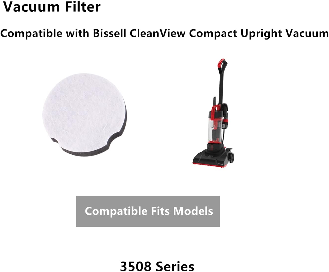 Bissell Replacement Filters for CleanView Compact Upright Vacuum - Fits Models 3508 | 2-Pack
