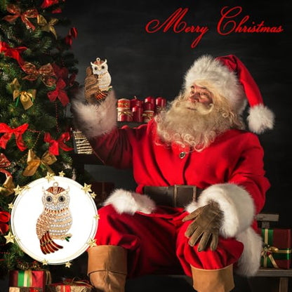 Brown Metal Owl Christmas Ornament for Tree Decoration