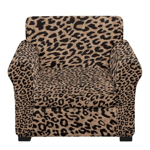 Leopard Print Arm Chair Cover Set - 2 Piece Stretch Slipcover for Small Sofas
