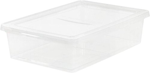 IRIS USA Storage Bins - 10-Pack Clear Stackable Containers with Lids for Organizing Shoes & Classroom | 28 Quart