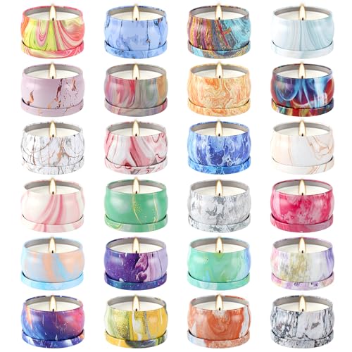 Scented Candle Gift Set 24 Pack - Soy Wax Travel Tin Candles for Home & Gifts - 24 Colors