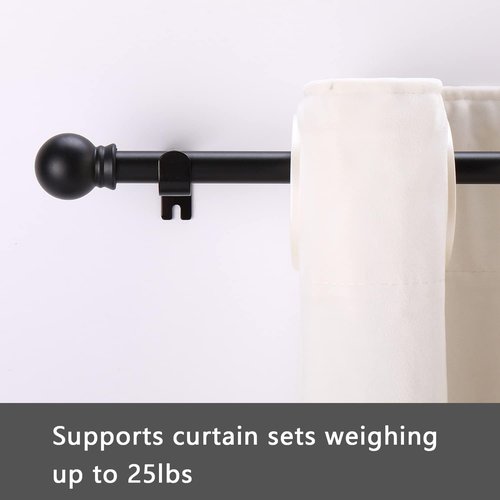 GXOACKJ Black Curtain Rods - Heavy Duty Metal Set for Windows 32 to 62 Inches | 5/8 Inch Diameter