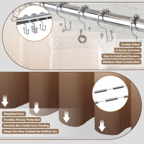 Ombre Brown Bathroom Set with Shower Curtain, Rugs & Accessories