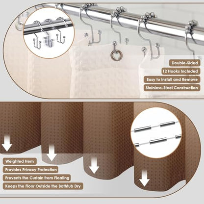 Ombre Brown Bathroom Set with Shower Curtain, Rugs & Accessories