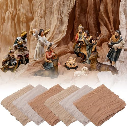 6 Pcs Nativity Scene Rustic Table Runner Xmas Decor - Desert Design