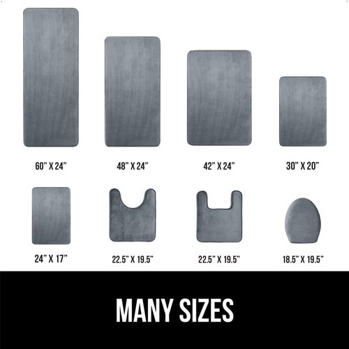 GORILLA GRIP Memory Foam Bath Rug - Soft, Absorbent Velvet Mat | Durable, Machine Washable, 24x17 in Graphite Gray