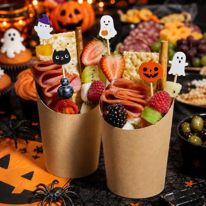 Halloween Toothpicks with Pumpkin Ghost Design - 100pcs Cocktail & Food Decor