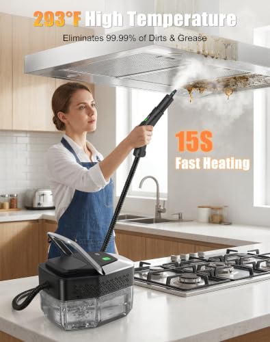 Kofomo Steam Cleaner for Home, 293°F High-Pressure Handheld Steamer with 3-Level Control, Gray, 15s Fast Heat-Up, 1.8L Tank