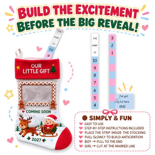 Christmas Pregnancy Ultrasound Stocking with Photo Frame & Countdown Strip