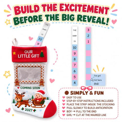 Christmas Pregnancy Ultrasound Stocking with Photo Frame & Countdown Strip