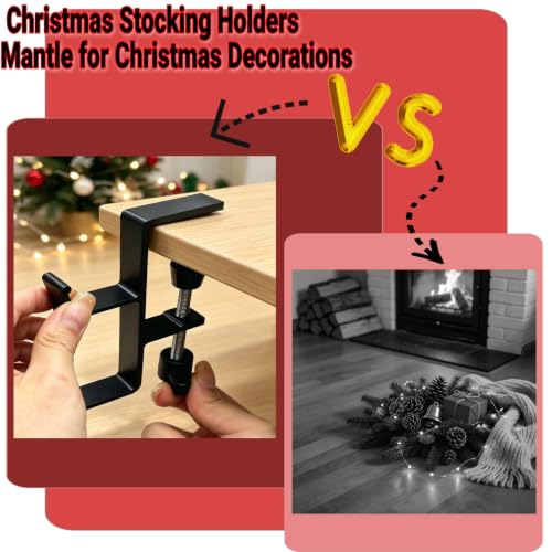 Stocking Holders for Mantle 4-Pack Adjustable Garland Hooks