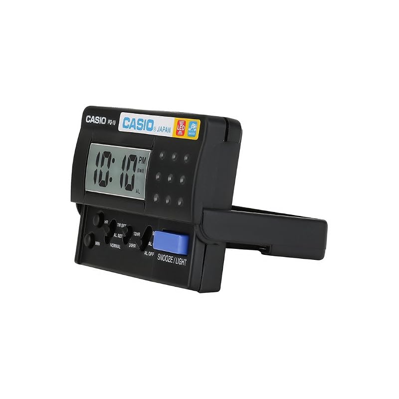 Casio PQ-10-1R Resin Digital Desk Clock, Black (8 x 6.2 x 2.6 cm)