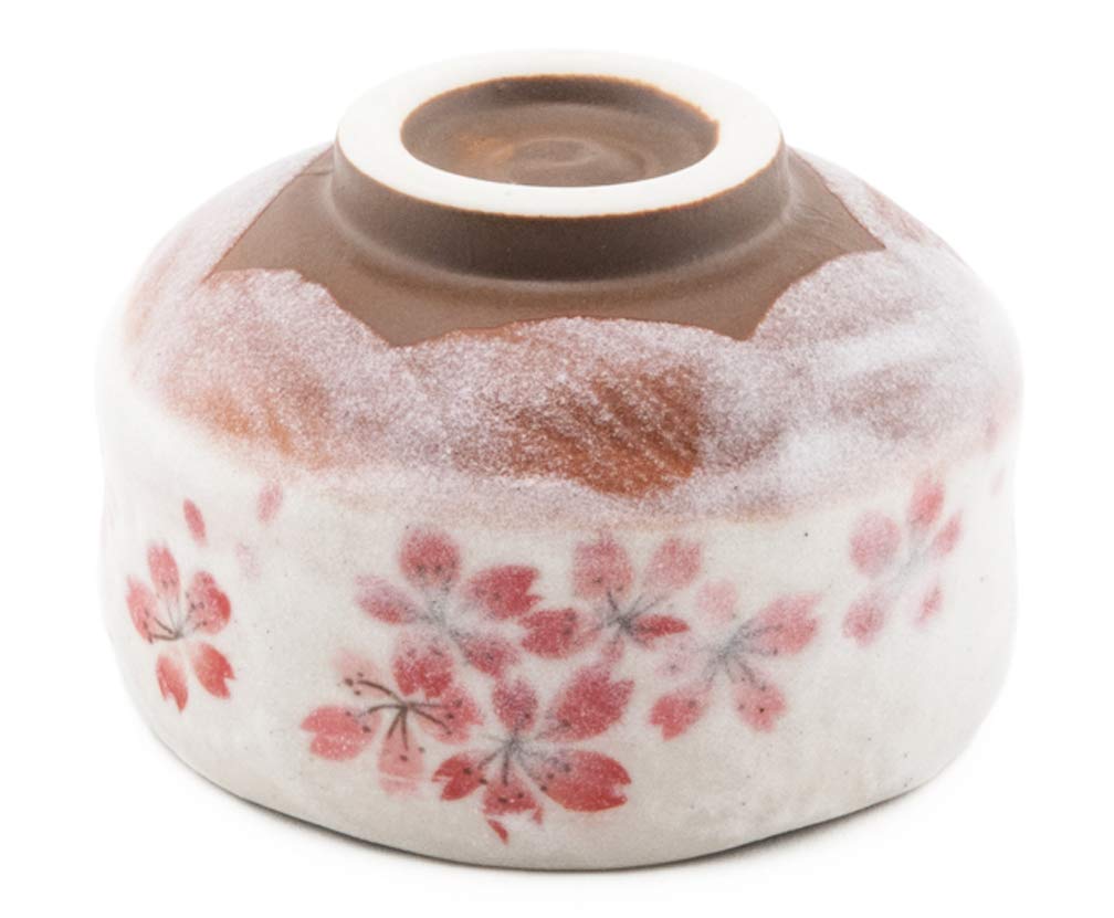 Happy Sales HSMB-SKFL3, Authentic Japanese Traditional Tea Ceremony Matcha Bowl Chawan Handcrafted in Japan, Pink Sakura Flower