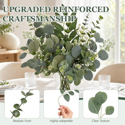 Artificial Eucalyptus Stems 160-Pack - Realistic Fake Greenery for Vase Decor