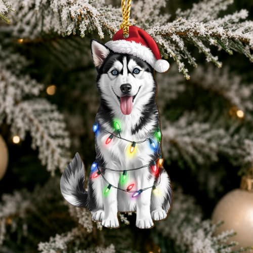 Siberian Husky Christmas Ornament - Double-Sided Wooden Holiday Decor 2026