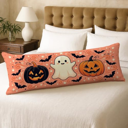 Halloween Ghost and Jack-o'-Lantern Body Pillowcase 20x54 Inch - Orange