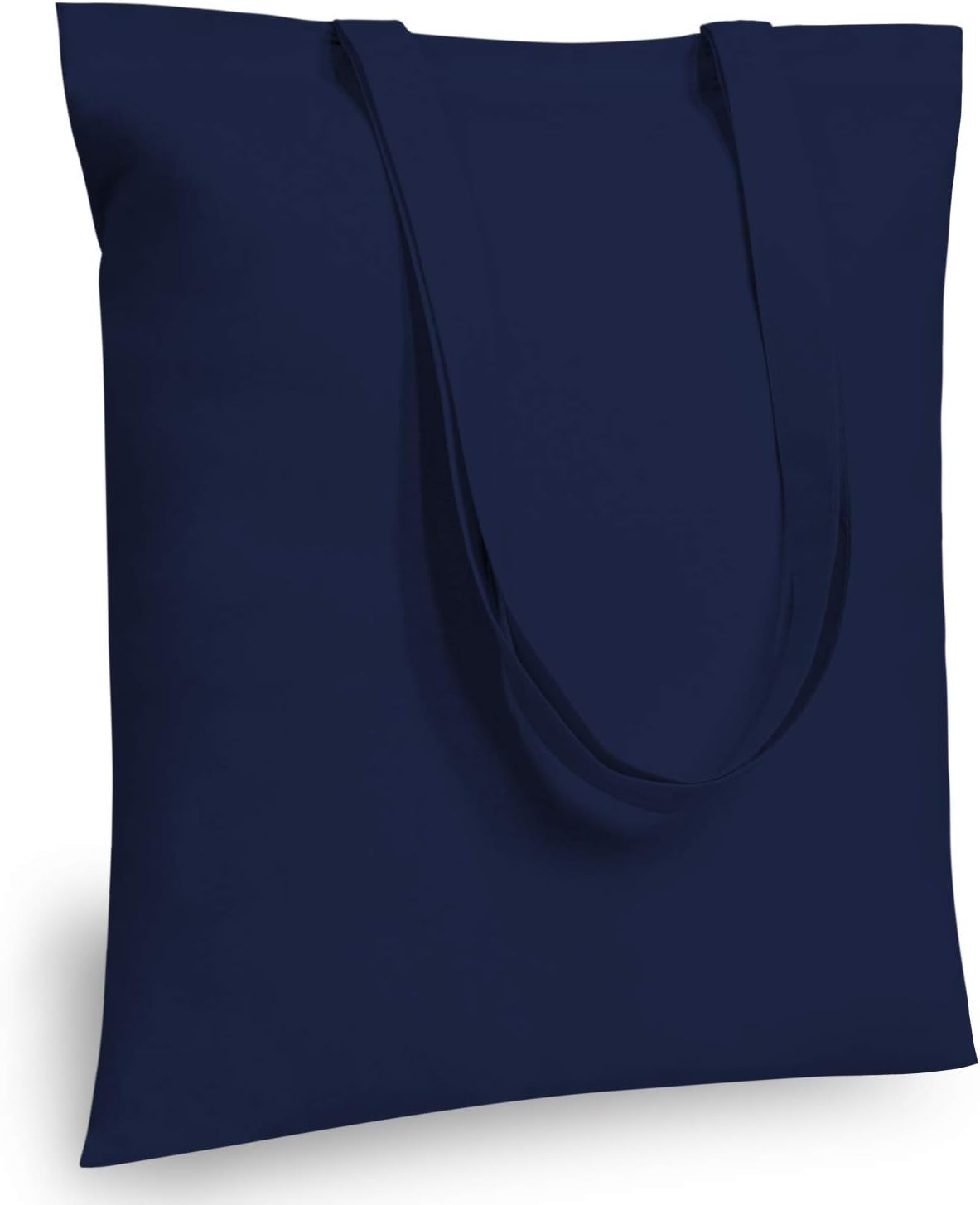 TOPDesign 16"x15" Navy Blue Cotton Tote Bags - 6-Pack Lightweight Reusable Grocery Bags for DIY & Promotions