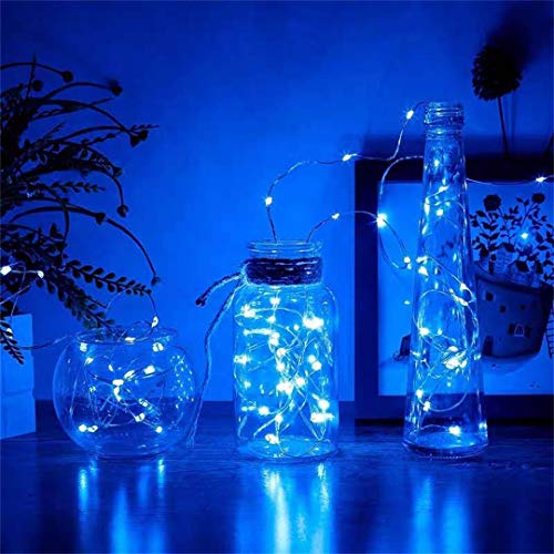 Mini Fairy Lights with Timer Function - Blue Dewdrop LED String Lights, 10 Feet, 30 LEDs, Indoor Holiday Decor Variation 1