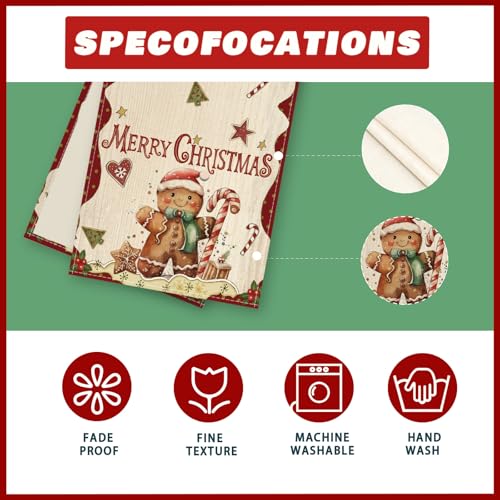 Christmas Table Runner 13x72 Inch Gingerbread Man Holiday Decor for Home & Kitchen