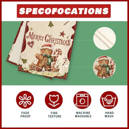 Christmas Table Runner 13x72 Inch Gingerbread Man Holiday Decor for Home & Kitchen