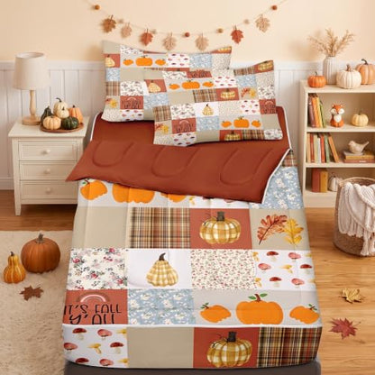Fall Leaves Farmhouse Zipper Bedding Set for Kids - Twin, 3-Piece