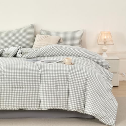 Gray Gingham Bed in a Bag King Size Comforter Set - 5 Pieces