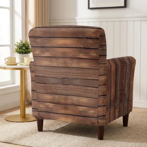 Wood Texture Arm Chair Slipcover for Living Room Fall Decor - Elastic & Universal Fit